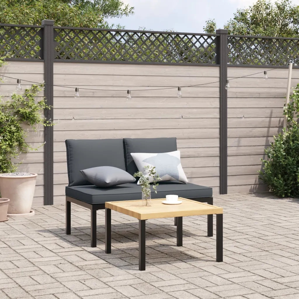 vidaXL Panca da Giardino con Cuscini Nera in Alluminio