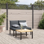 vidaXL Panca da Giardino con Cuscini Nera in Alluminio