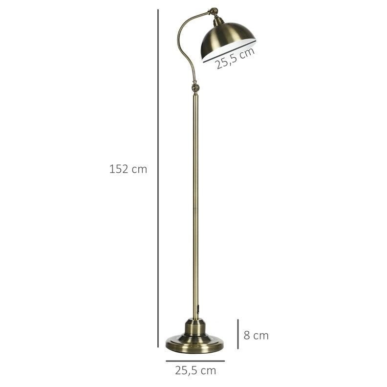 Lampada da terra retrò in metallo bronzo con stelo orientabile E27