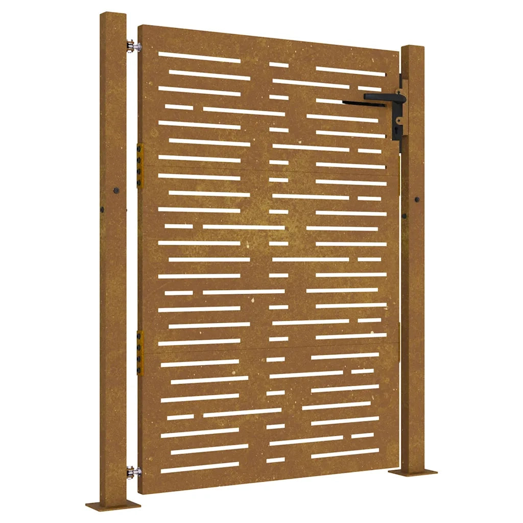 Cancello da giardino 100x125 cm in acciaio Corten design quadrato 153252