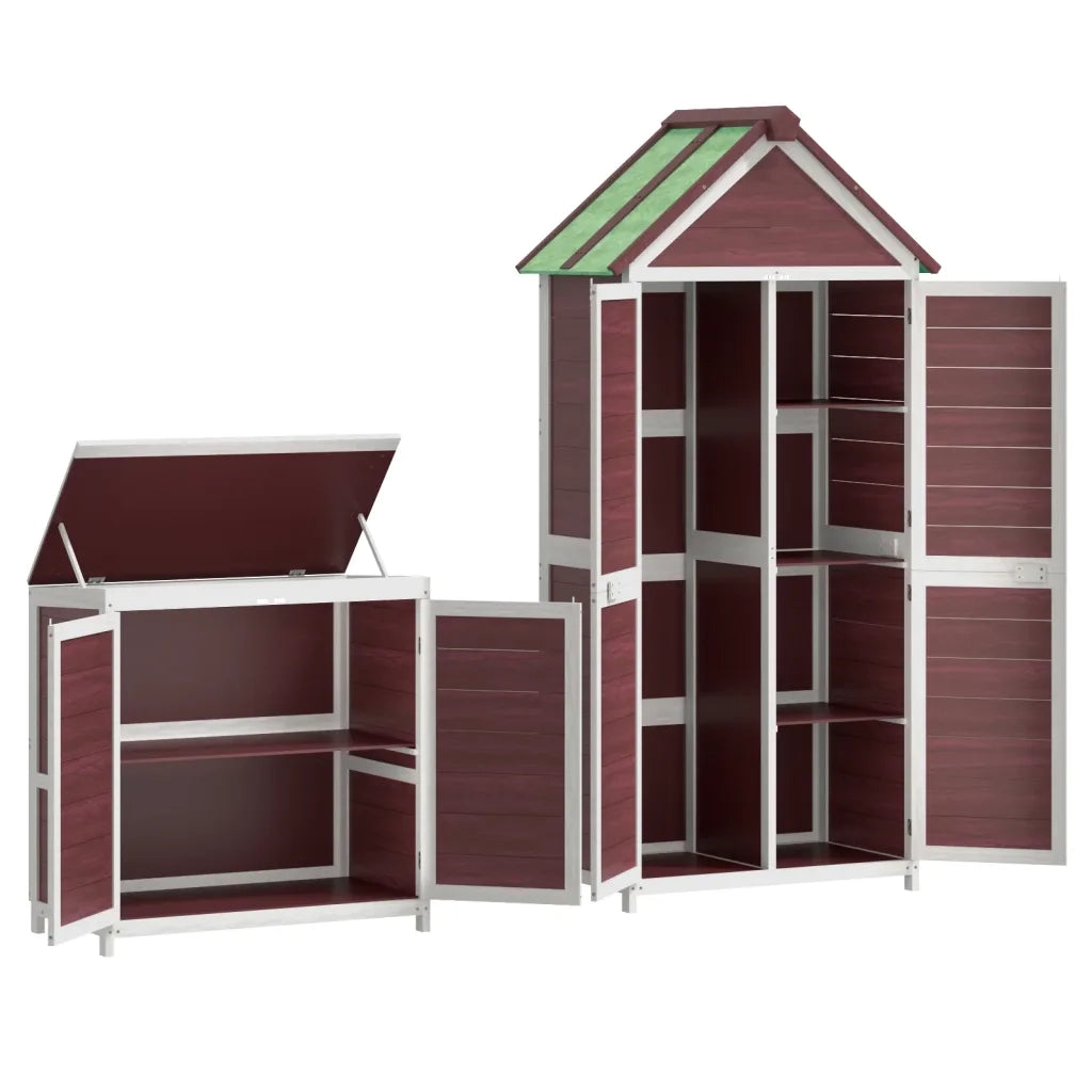 Set Rimessa Attrezzi da Giardino 2pz Moka Legno Massello Pino 172251