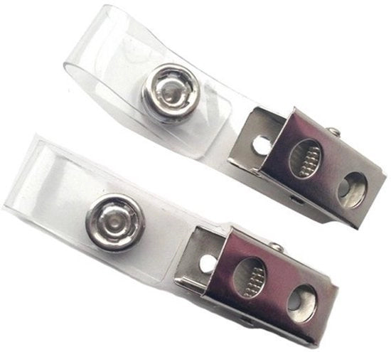 Clip per ID Card con Riem - 50 Stuks - Clip Metallico - PVC Translucido - Dimensioni 85 x 12 mm