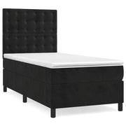 Letto singolo | Letto per adulti | Giroletto a Molle con Materasso Nero 80x200 cm in Velluto