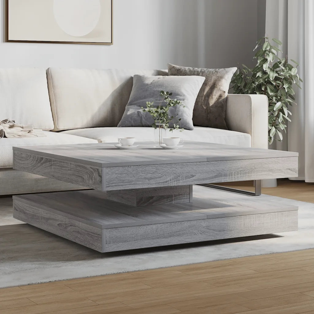 Tavolino da CaffÃ¨ Girevole a 360 Gradi Grigio 90x90x34,5 cm