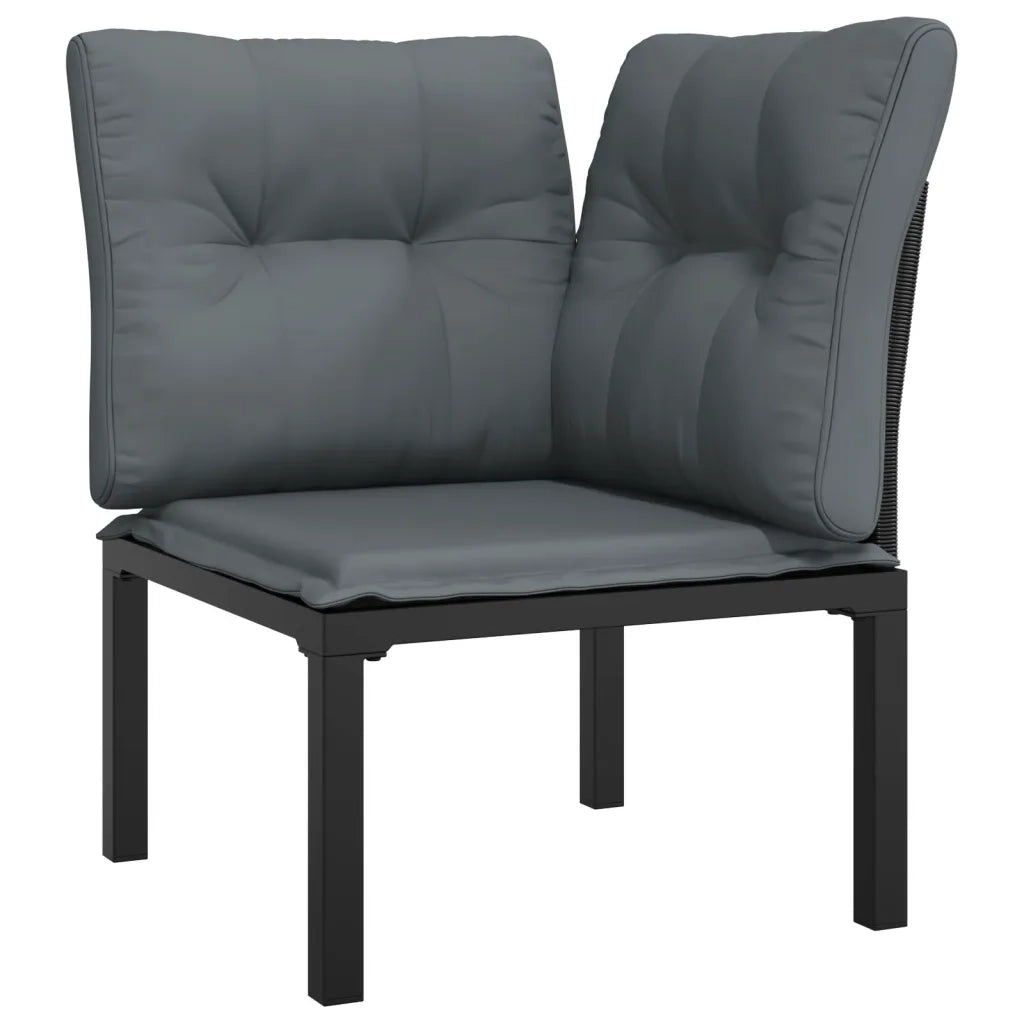 Set Salotto da Giardino 4 pz Nero e Grigio in Polyrattan 3187747