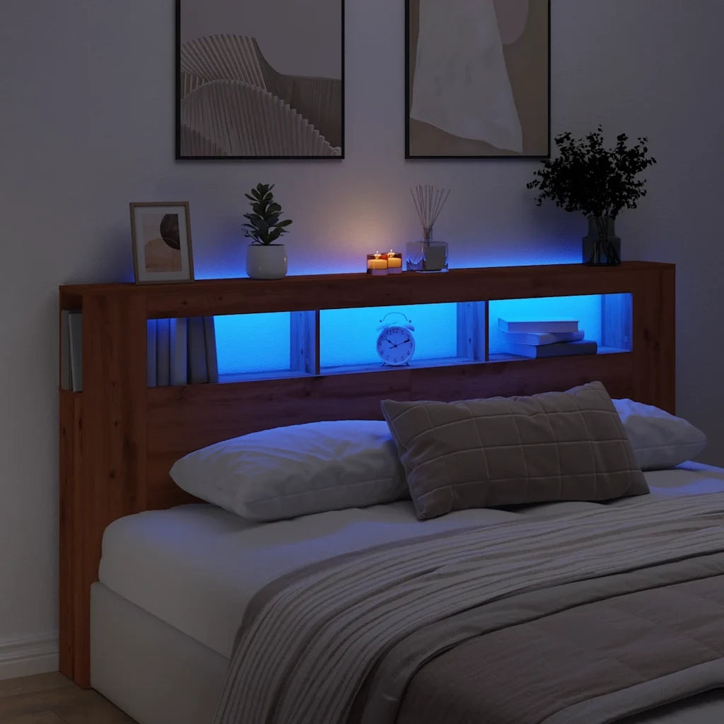 Testiera LED Rovere Artigianale 200x18,5x103,5 cm Multistrato 857693