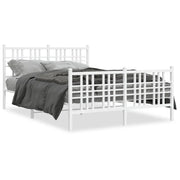 Letto matrimoniale | Letto per adulti | Giroletto con Testiera e Pediera Metallo Bianco 137x190 cm