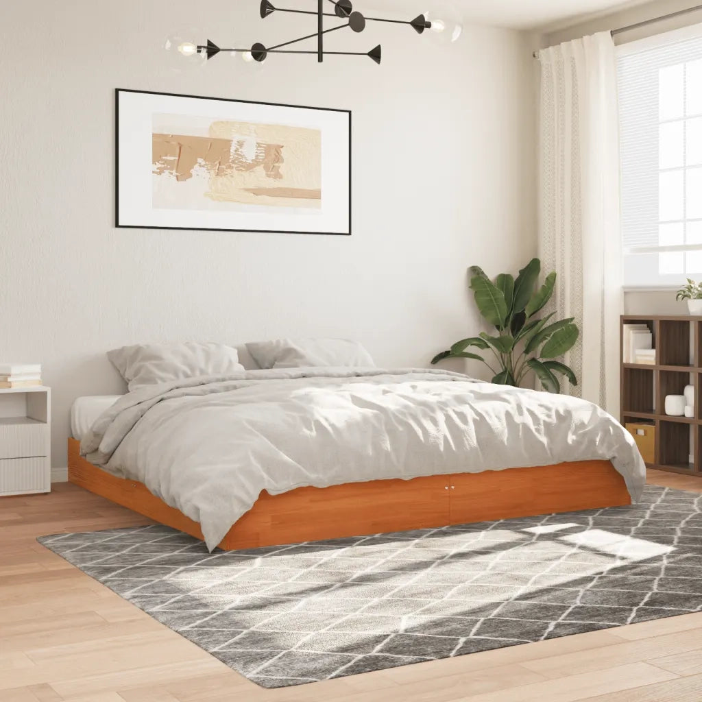 Giroletto senza Materasso Marrone Cera 200x200 cm Legno di Pino 844814