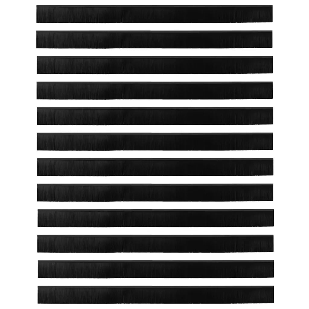 Spazzole per porte a vite 12 pcs Nero 100 cm Lega di alluminio