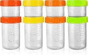 Contenitori di conservazione per cibi per bambini in vetro - 8 pezzi, 100ml per alimenti per l'allattamento e 220ml per snack per bambini - sicuri per il lavastoviglie e il forno a microonde.
