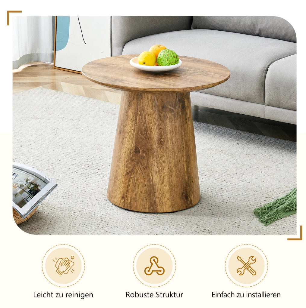 Tavolino rotondo in MDF effetto legno ? 50 cm; altezza 48 cm