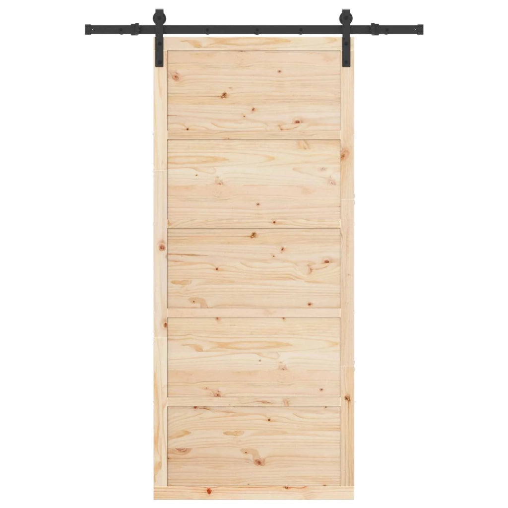 Porta scorrevole Naturale 80 x 208 cm Legno Massello di Pino 3445654
