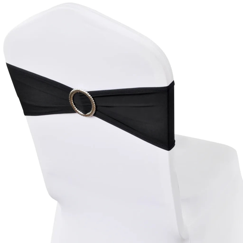Fascia Elasticizzata Nera Decorativa Sedia con Fibbia Diamante 25 pz 130346