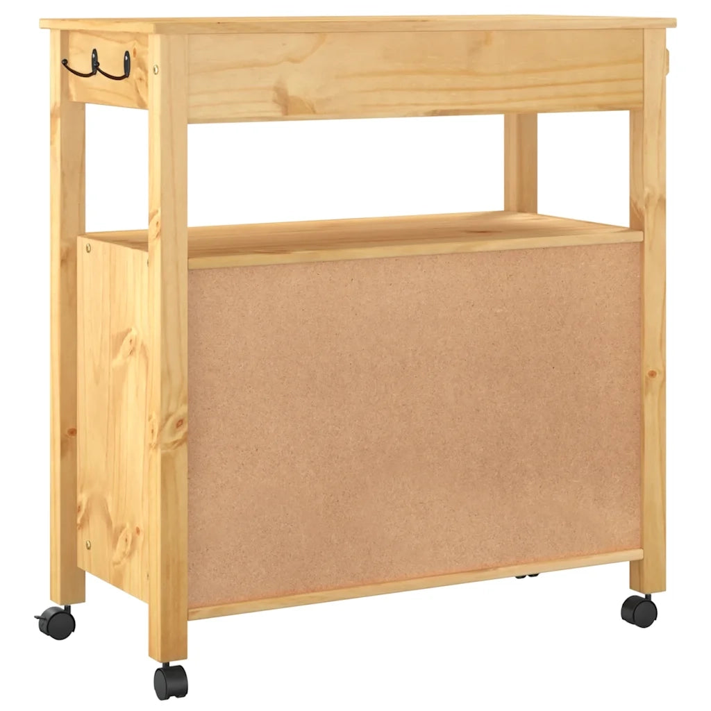 Carrello da Cucina MONZA 84x40x88,5 cm in Legno Massello di Pino 376106