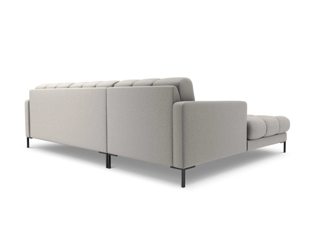 Cosmopolitan Design - Divano angolare sinistro "Bali" 5 posti in tessuto strutturato grigio chiaro 