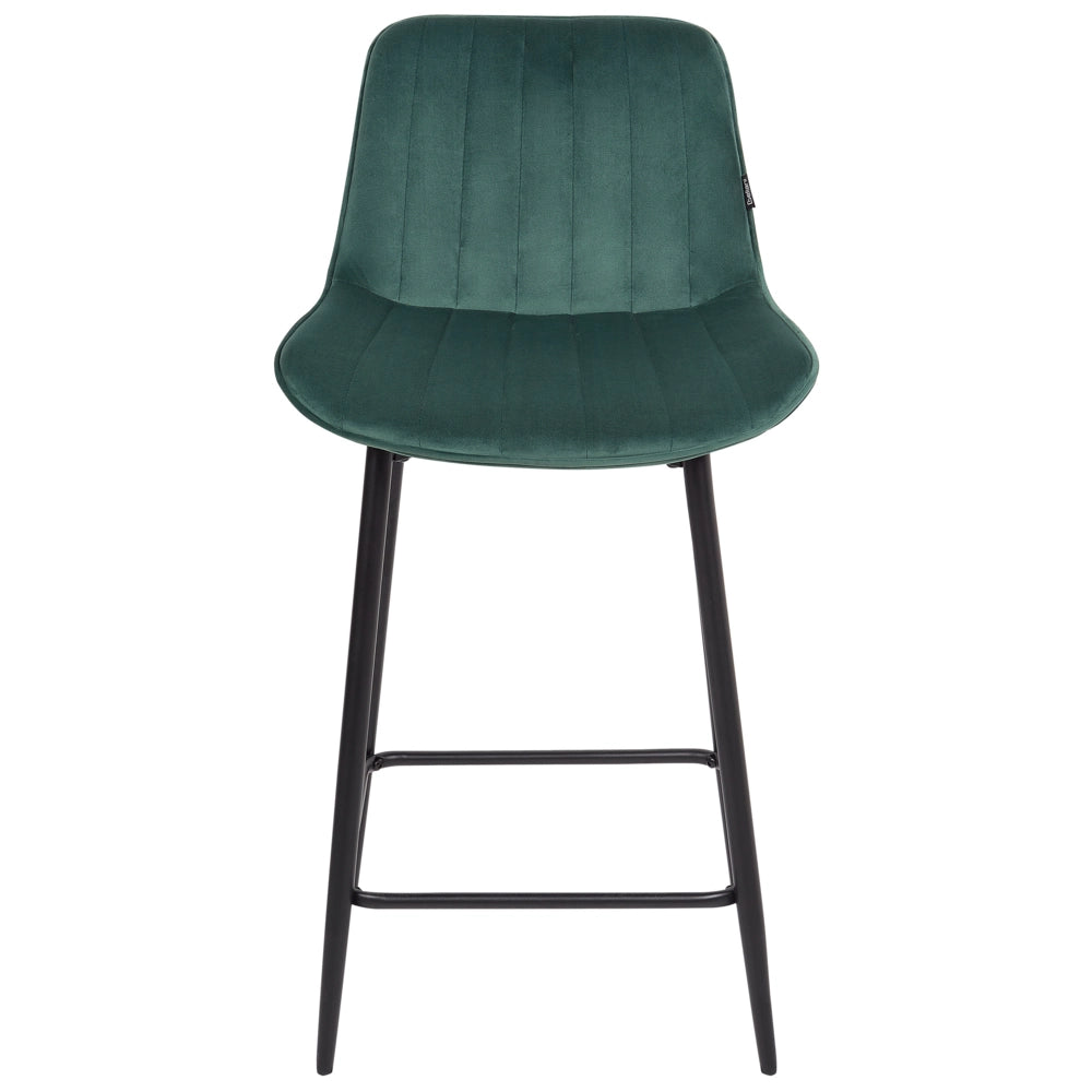 Set di 2 sedie da bar in velluto verde smeraldo gambe in acciaio nero senza braccioli set da pranzo salotto soggiorno moderno