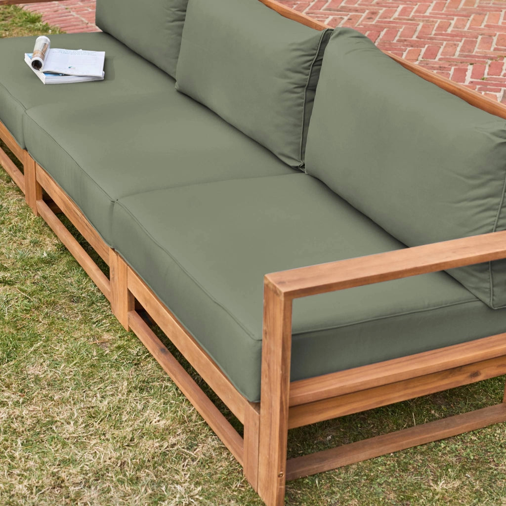 Salotto da giardino in legno, 5 posti, marrone naturale