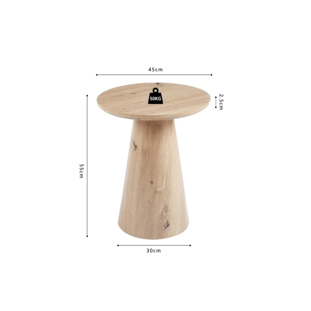 Tavolino d'appoggio rotondo collezione TIGNES – Effetto pino – D45 x H55 cm