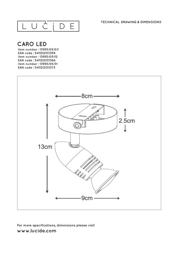Faretto Lucide Caro LED cromato GU10 5W 2700K 350lm