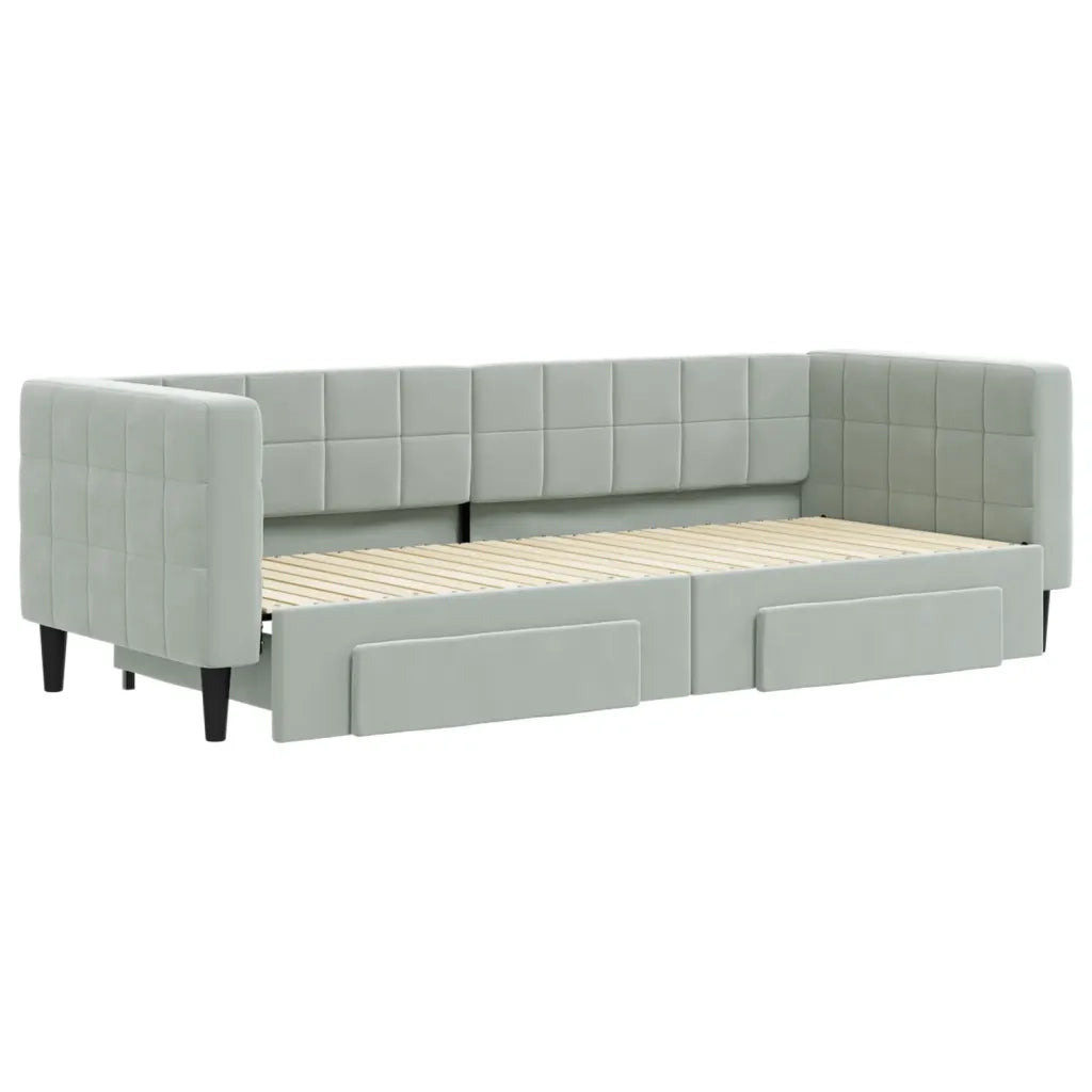 Divano Letto Estraibile Cassetti-Sofa Letto-Daybed Grigio Chiaro 80x200cm Velluto 806871