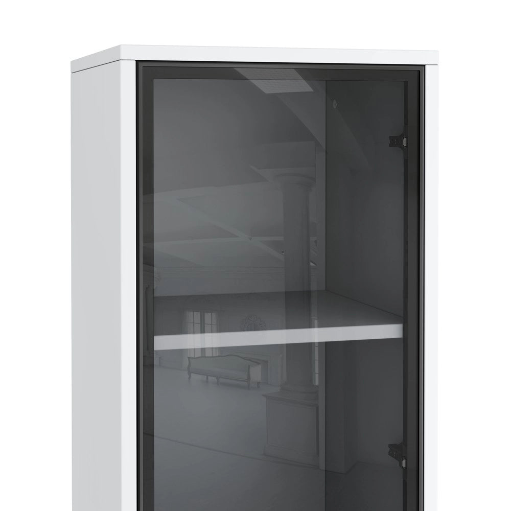 Vetrina con LED ¨C Xylo ¨C Bianca, Vetro Fum¨¦, Luce RGB, 170 cm