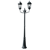 Lampione da Giardino 2 Bracci 230 cm Verde Scuro/Nero Alluminiocod mxl 97451