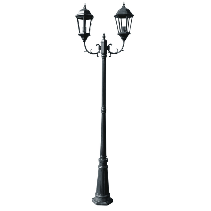 Lampione da Giardino 2 Bracci 230 cm Verde Scuro/Nero Alluminiocod mxl 97451