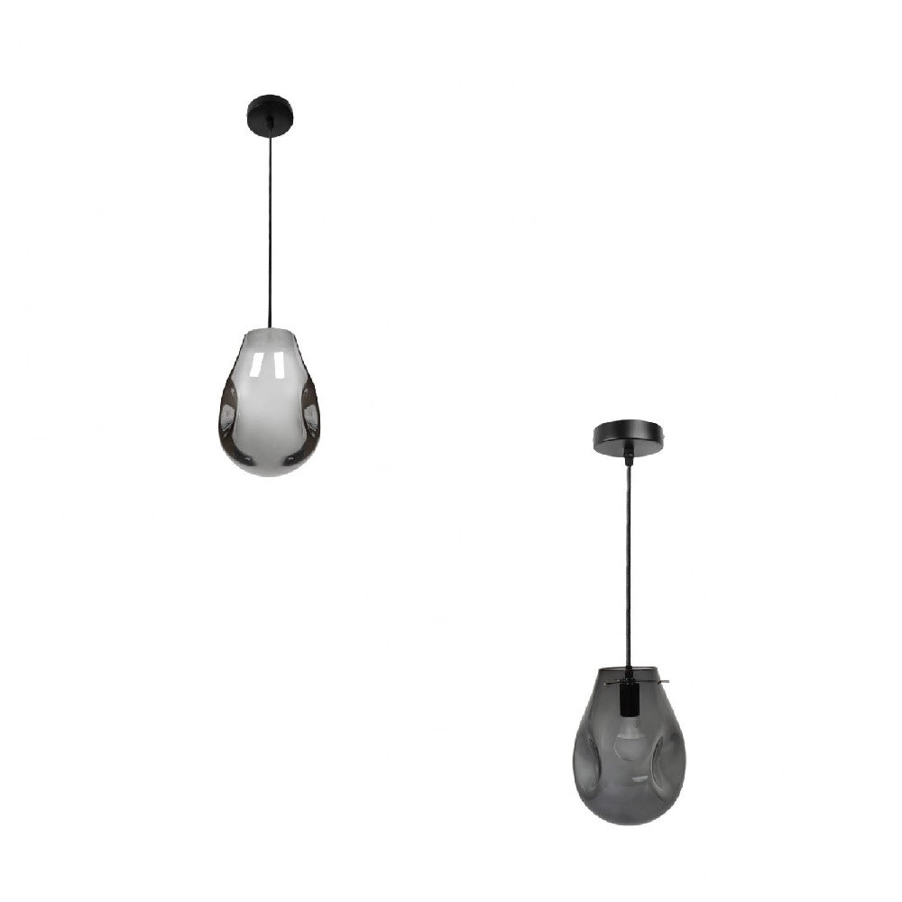 Trade Shop - Lampada Lampadario Sospensione E27 Drop In Vetro Argento Grigio Scuro Ip20 Lp -