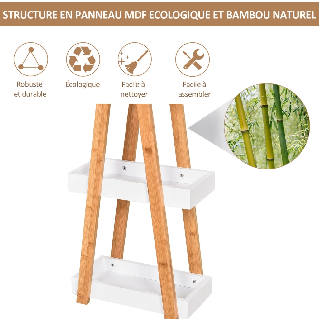 Etagere da Bagno in Bamb¨´ e Legno con 3 Cestini ¨C Zephmum ¨C 30x18x81 cm Bianco