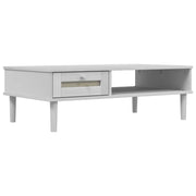 Tavolino da salotto | Tavolino da caff¨¨ | Tavolino da Soggiorno SENJA Aspetto Rattan Bianco 100x55x33cm Legno Massello