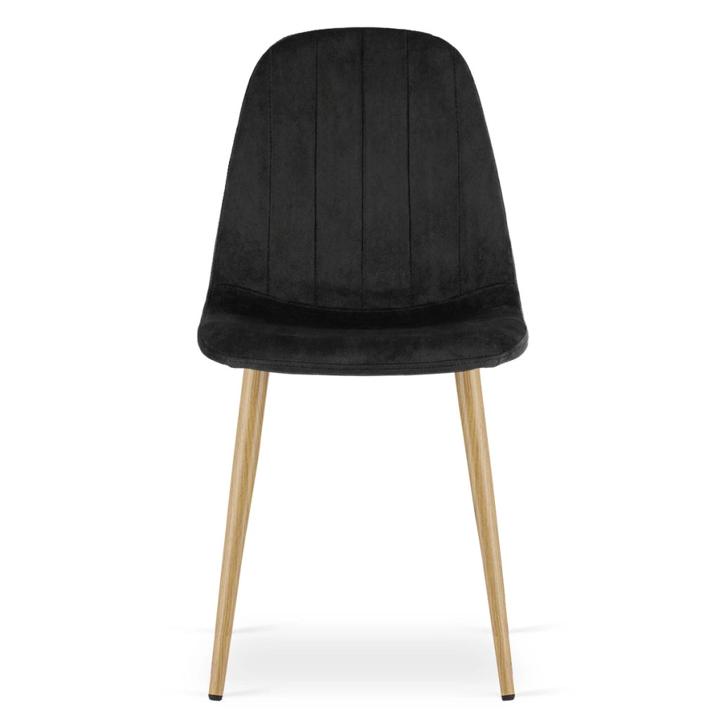 Set di 2 sedie Padva in velluto nero con gambe effetto rovere