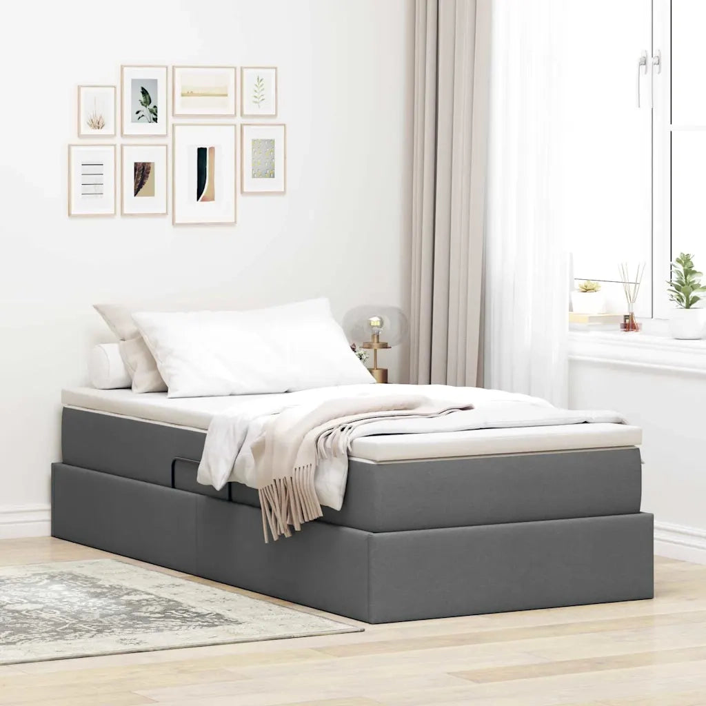 Letto con contenitore e materasso Grigio scuro 100 x 200 cm 3370207