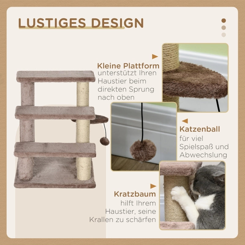 TIRAGRAFFI Scaletta per gatti 45x40x48 cm Marrone con pallina