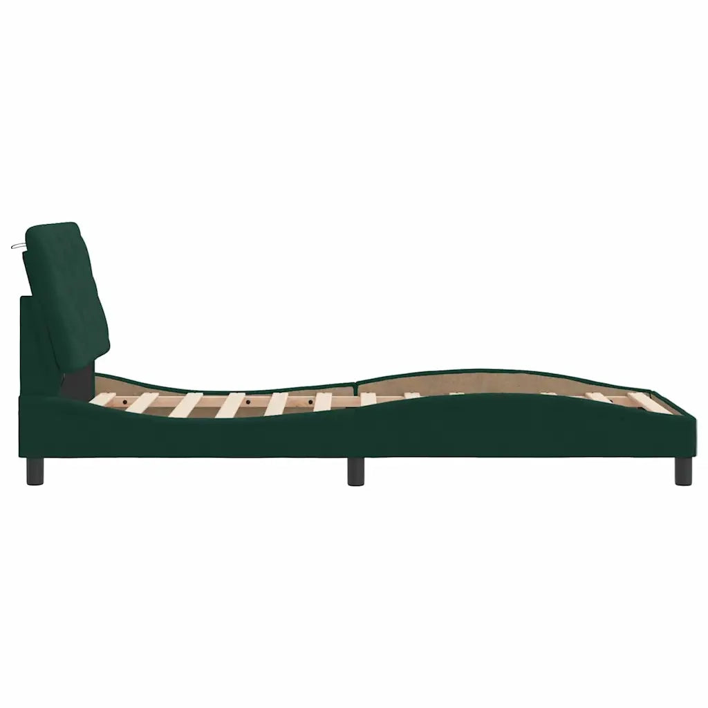Giroletto con LED senza Materasso Verde Scuro 80x200 cm in Velluto