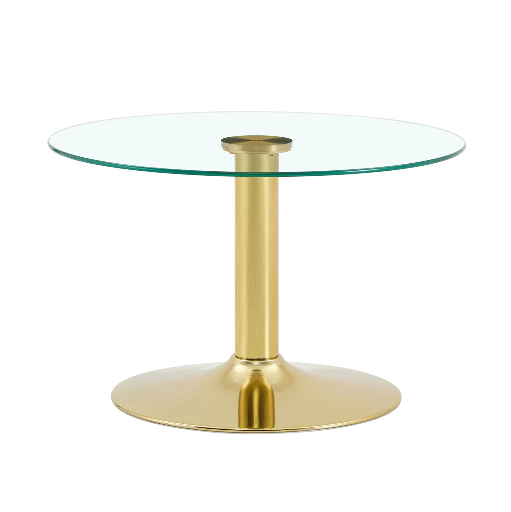 Tavolino da caffè rotondo in vetro temprato e metallo ? 70 cm; oro