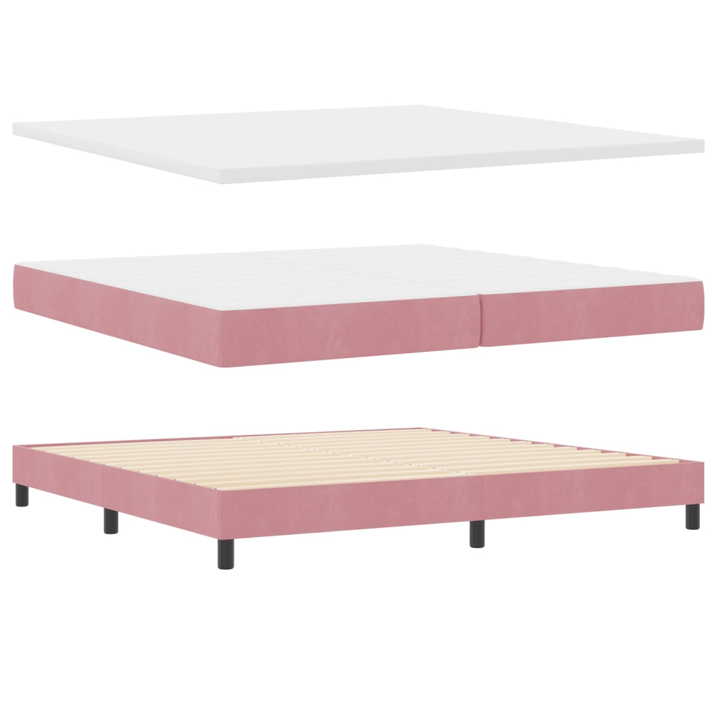 Letto Box Spring con Materasso Rosa 200x200 cm Velluto