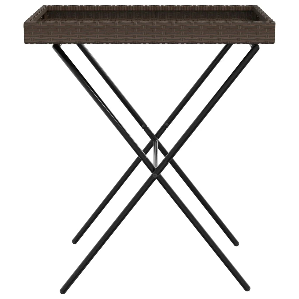 Tavolino Vassoio Pieghevole-Tavolino da soggiorno-Tavolo Marrone 65x40x75 cm in Polyrattan