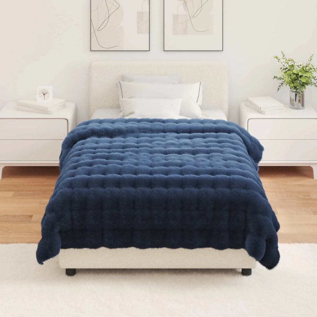 Coperta antiscivolo in finta di coniglio Olite 4 pcs Blu Marino