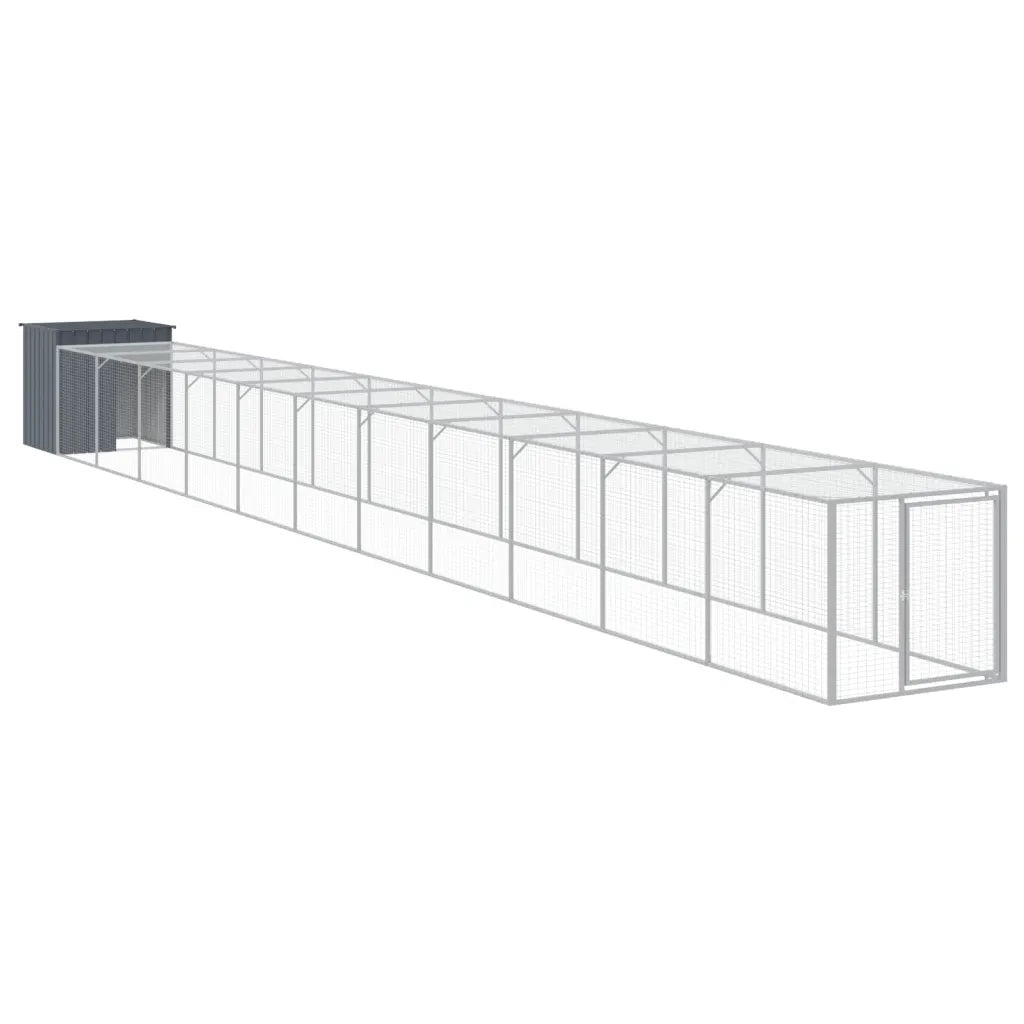 Pollaio con Area Corsa Antracite 110x1221x110cm Acciaio Zincatocod mxl 117724