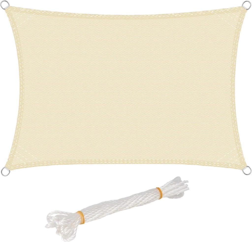 Vela ombreggiante 4x5m in HDPE 180 g/m² Traspirante Tenda a Vela Parasole Rettangolare Protezione Solare Respirante Anti UV Giardino Esterni Beige