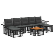 Set di divani da esterno 8 pcs Nero e Grigio scuro Poliestere 3437747