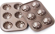 Set di 2 Forme per Madeleine - 6 Fori - Smalto Antiaderente - Forme per Torta di Madeleine
