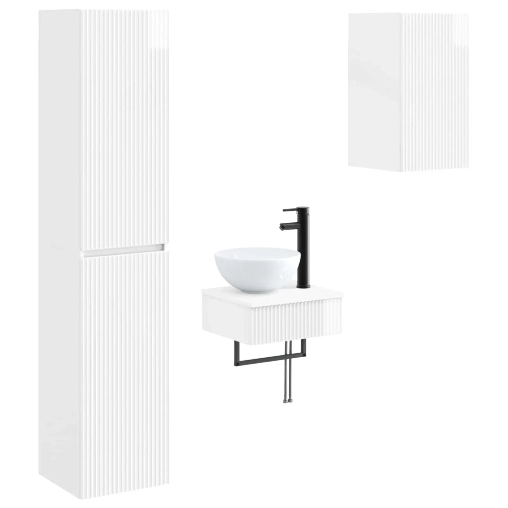 Set di mobili per il bagno 3 pz Bianco Lucido 3406047