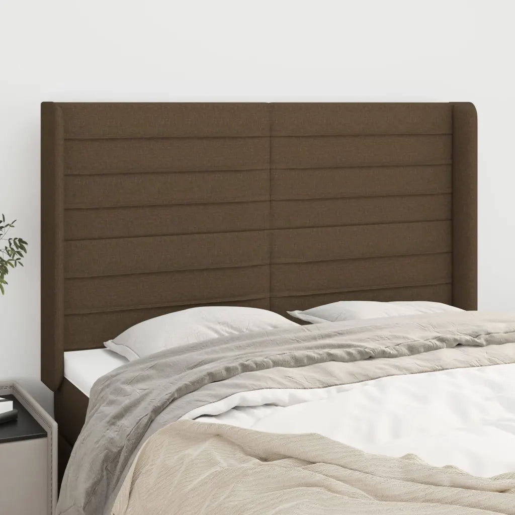 Testiera | Testata ad Orecchio MarroneScuro147x16x118/128cm inTessuto