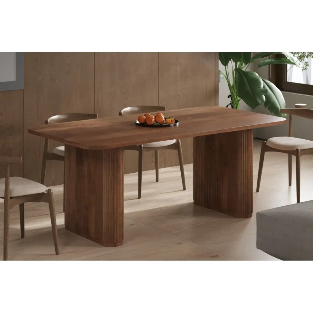 Tavolo da pranzo TALVORA – 200 cm – Legno massello di mango – Stile contemporaneo – Finitura naturale robusta