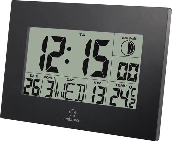 Orologio da Parete a Controllo Remoto Nero 230 mm - Indicazione Ora Grafica