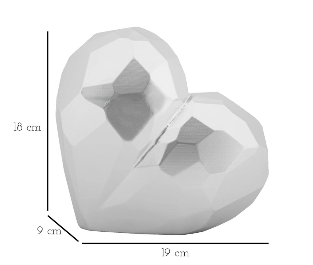 Vaso Heart Silver 19x9x18 cm in Resina Argento
