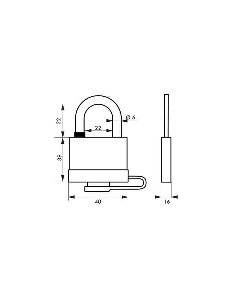 Lucchetto Mach 3 40mm arco acciaio inox, ottone, da esterno, anticorrosione, 3 chiavi, guscio pvc  - THIRARD