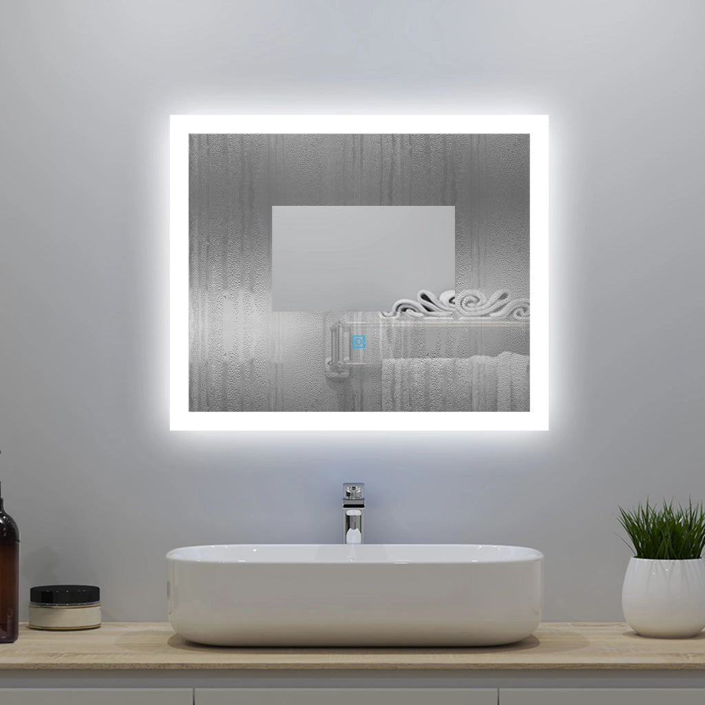 Aica LED Specchio da bagno 60×50 cm + luminosità regolabile a 3 colori + antiappannamento