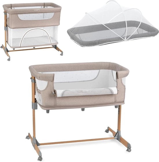 Letto multifunzionale 4-in-1 per bambini fino a 15 kg - Regolazione di altezza - Materasso - Ruote - Co Sleeper